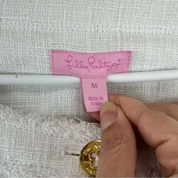 Lilly Pulitzer Millie Fringe Linen Blend Button Up Jacket - Picture 6 of 7